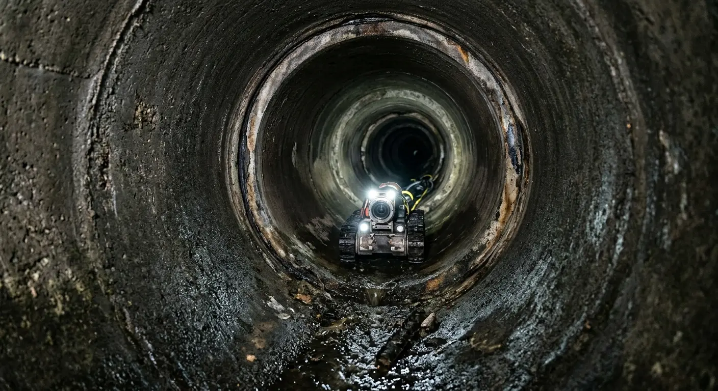 Robotic sewer camera inspecting pipe interior for Sewer Line Repair in Borger